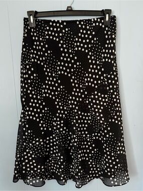 Vintage Black and White Polka Dot A-Line Skirt